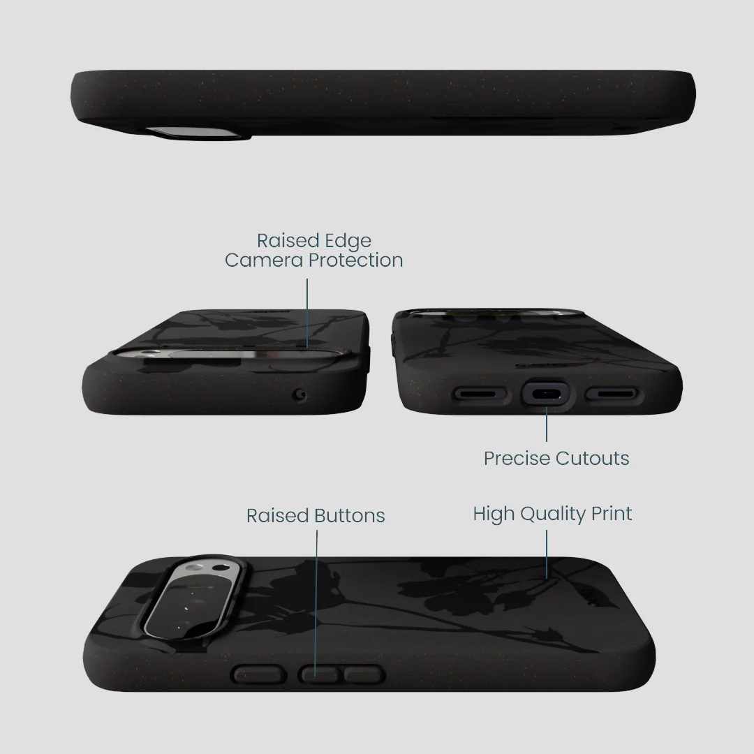 Black Shadow Petals Google Pixel 10 Pro XL Case - Image 3