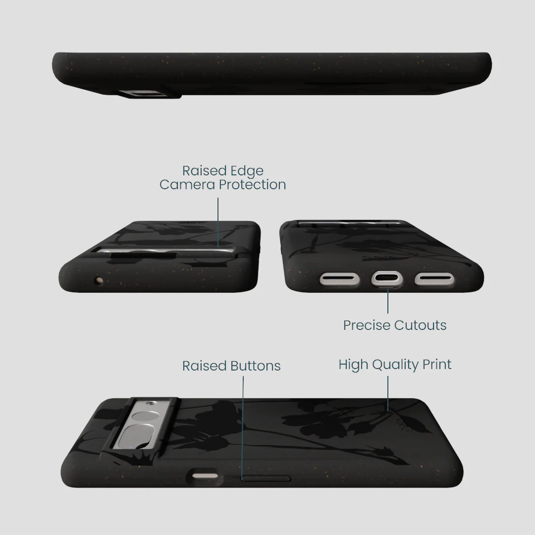 Black Shadow Petals Google Pixel 7 Pro Case - Image 3