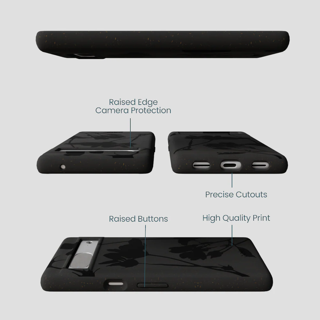 Black Shadow Petals Google Pixel 7a Case - Image 3