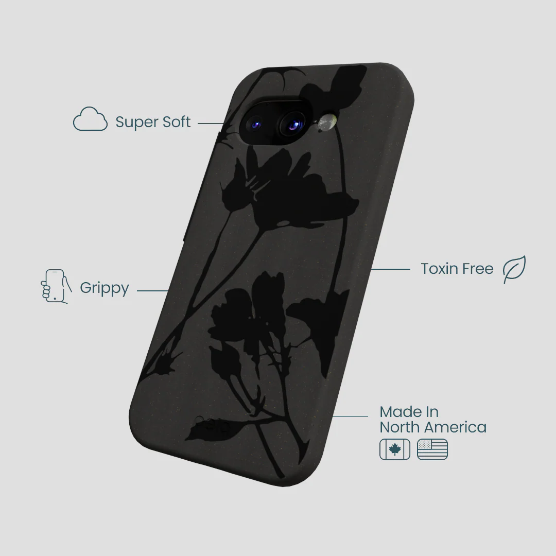 Black Shadow Petals Google Pixel 9a Case - Image 4