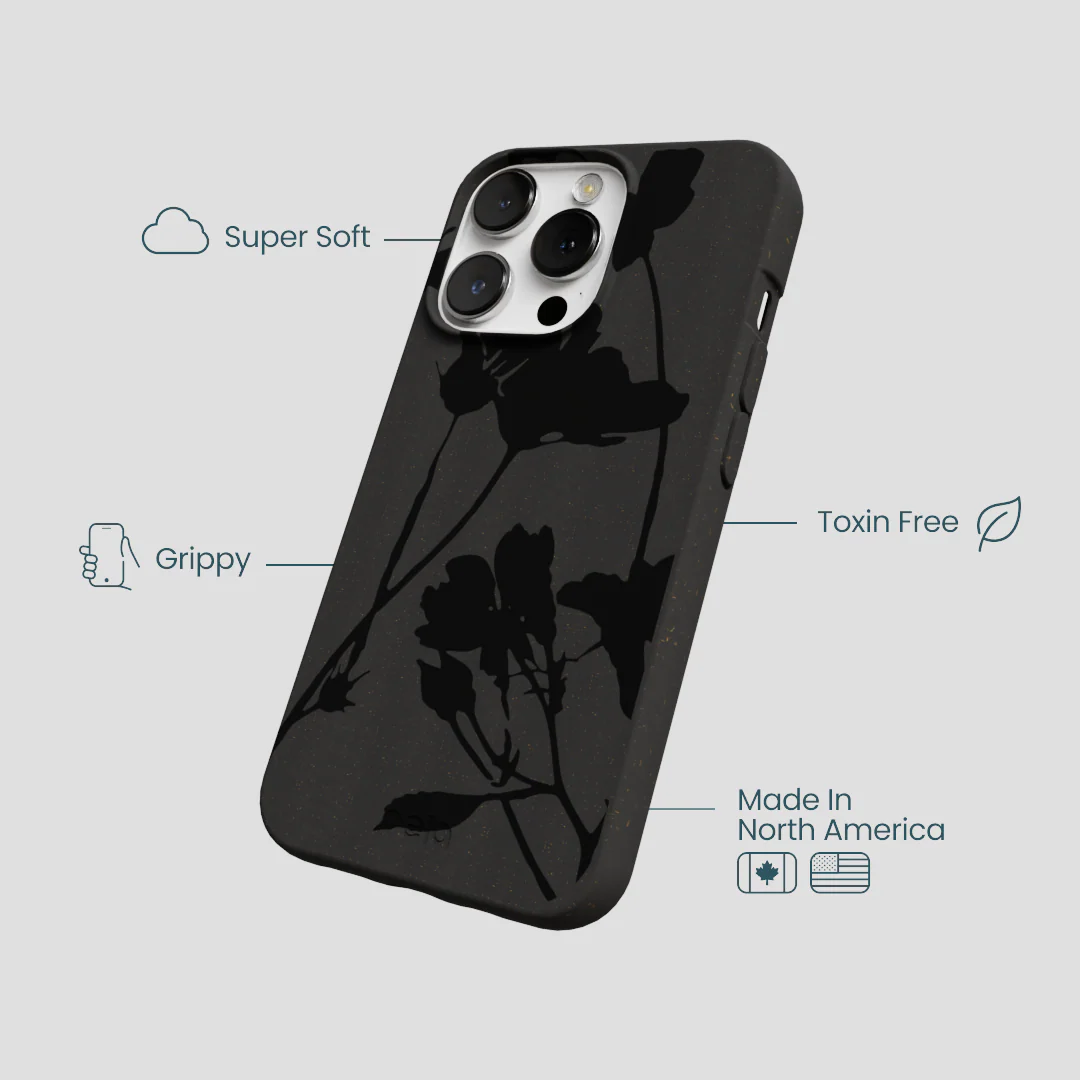 Black Shadow Petals iPhone 13 Pro Case - Image 4