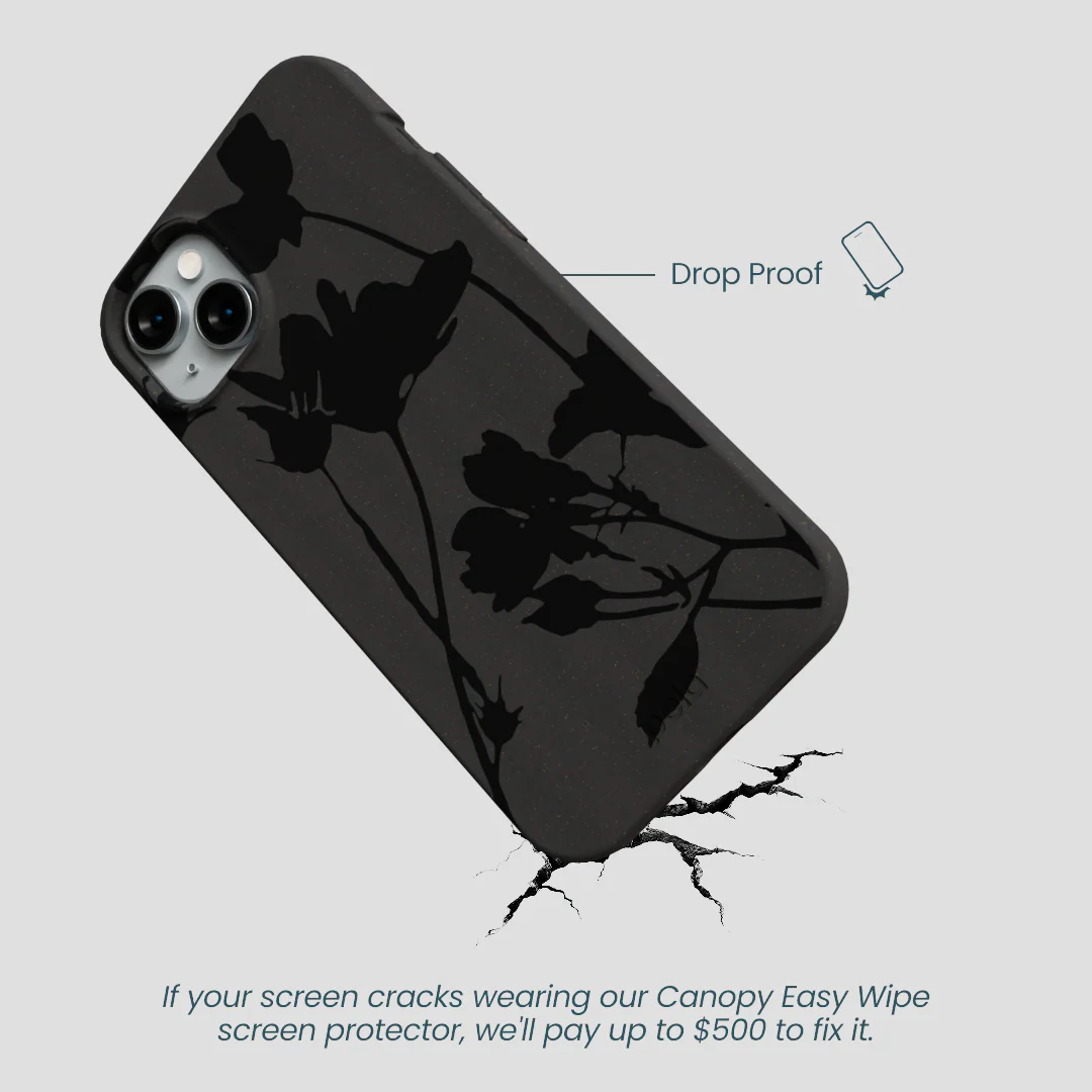 Black Shadow Petals iPhone 15 Plus Case - Image 5