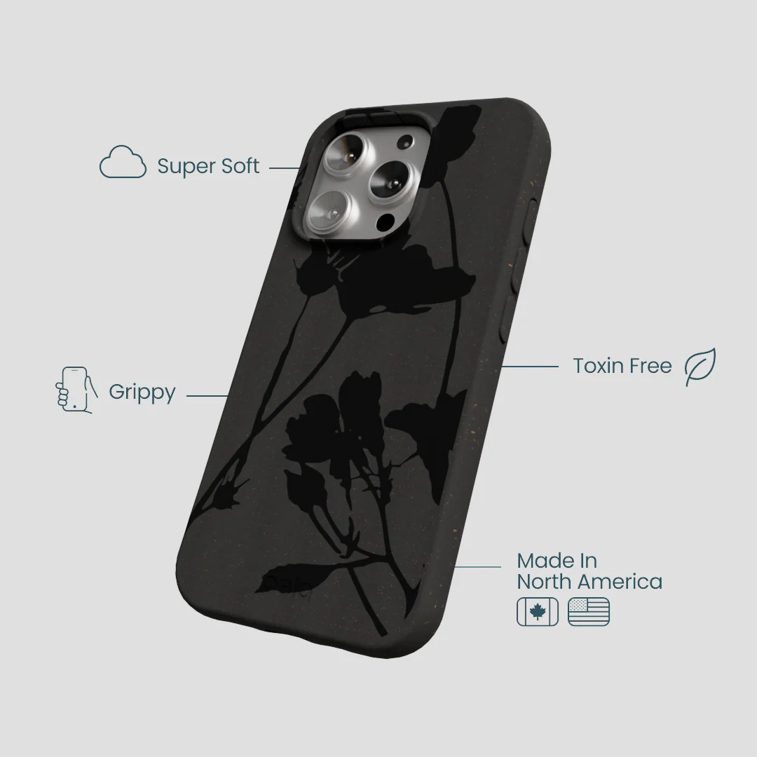Black Shadow Petals iPhone 16 Pro Case - Image 4