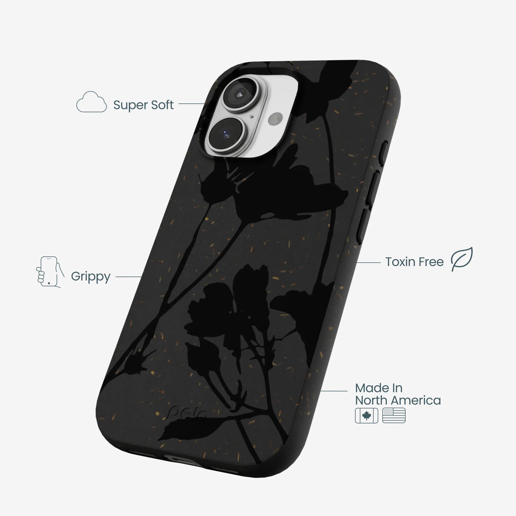 Black Shadow Petals iPhone 17 Case - Image 4