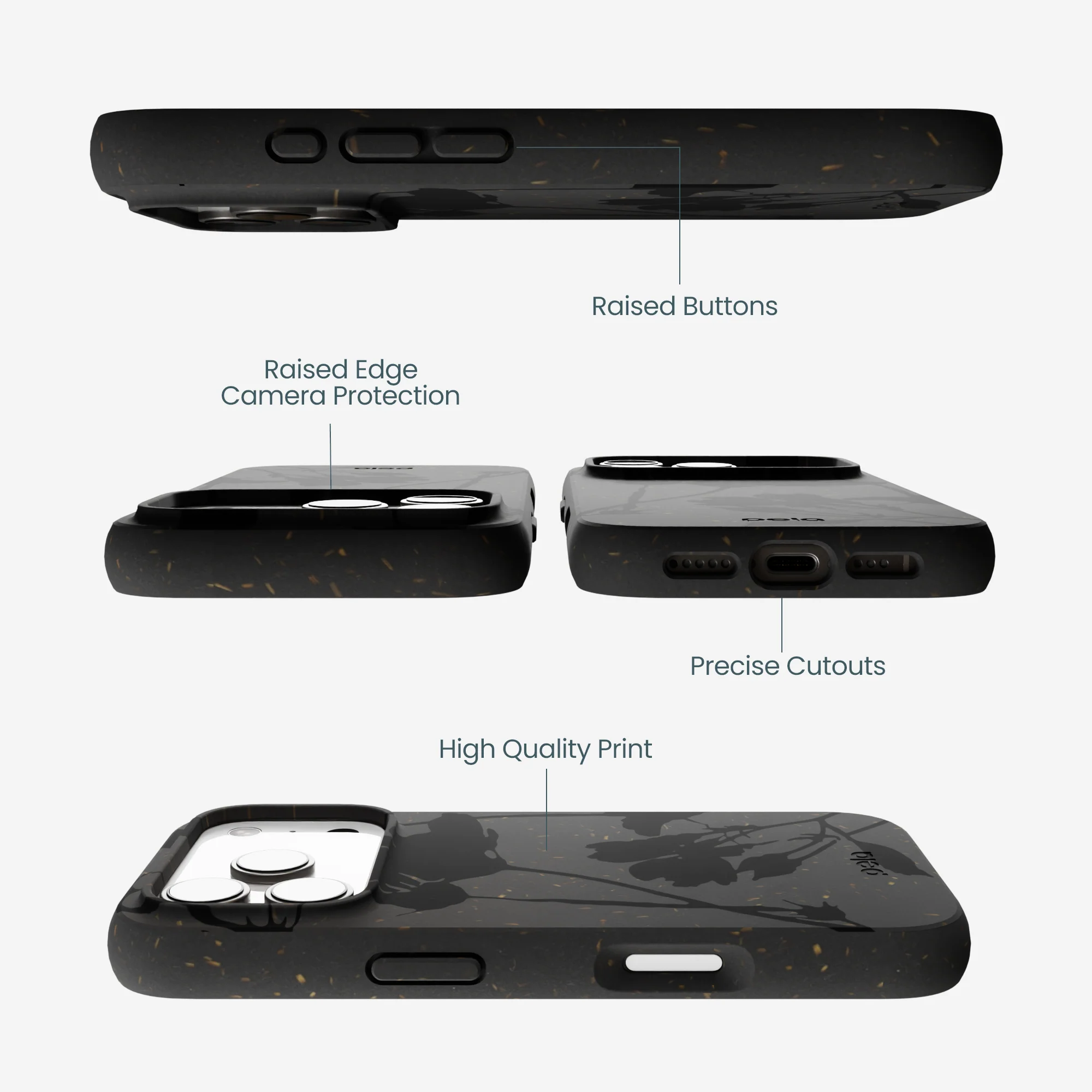 Black Shadow Petals iPhone 17 Pro Case - Image 3