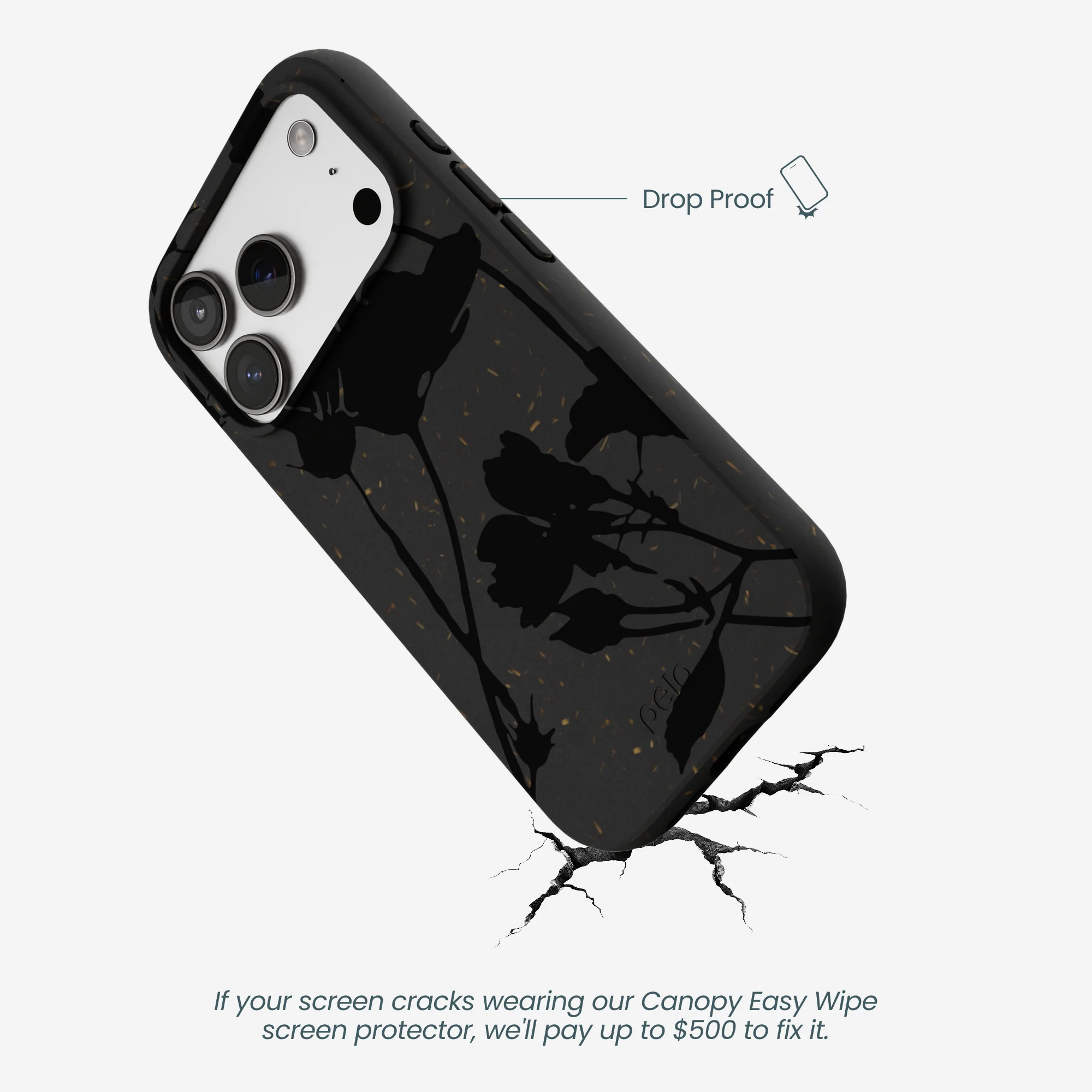 Black Shadow Petals iPhone 17 Pro Case - Image 5