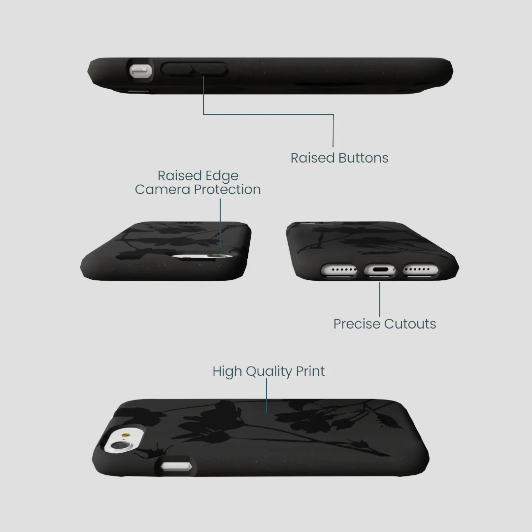 Black Shadow Petals iPhone 6/6s/7/8/SE Case - Image 3