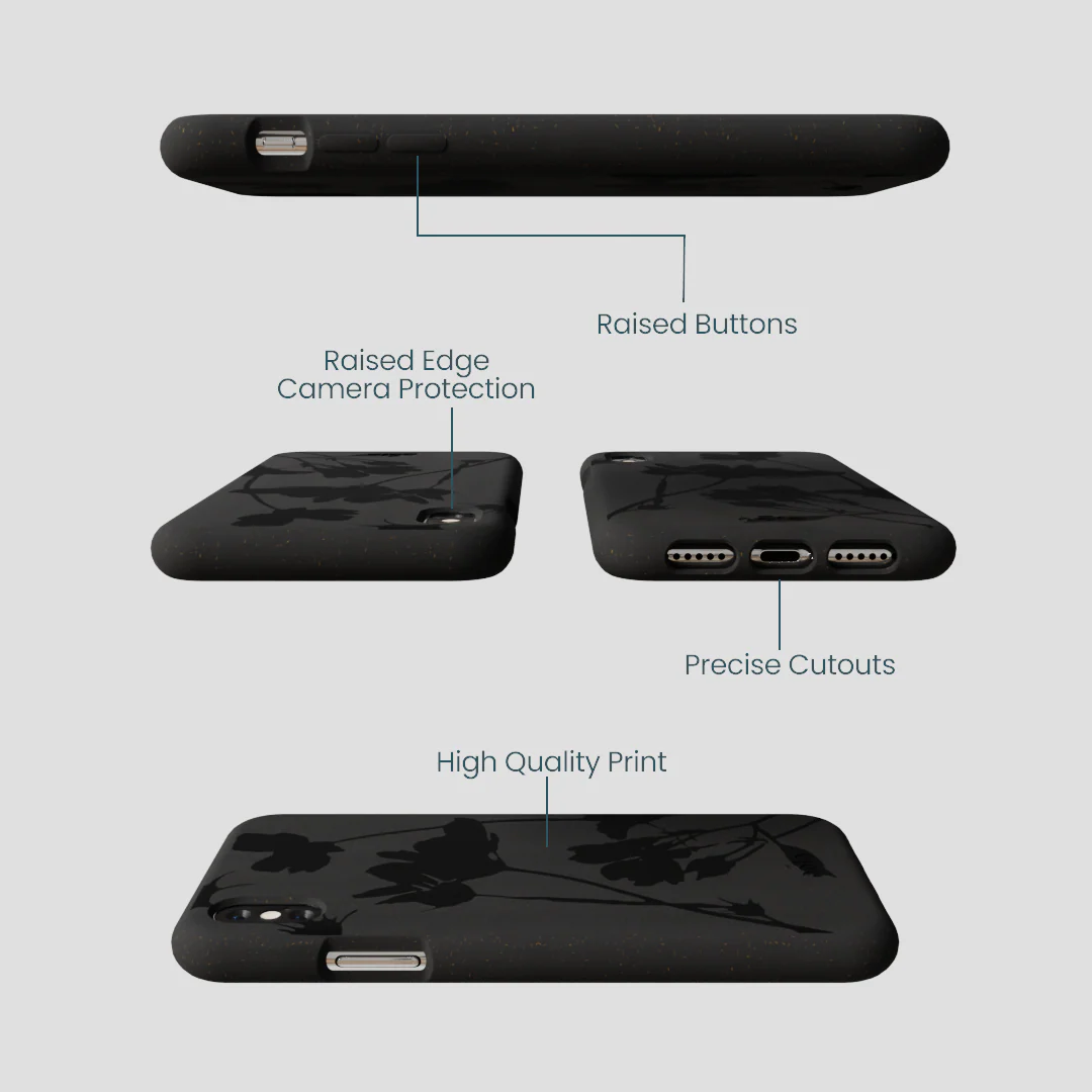Black Shadow Petals iPhone XR Case - Image 3