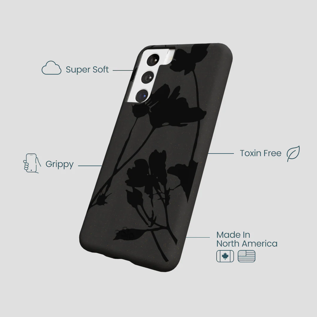 Black Shadow Petals Samsung Galaxy S22 Case - Image 4