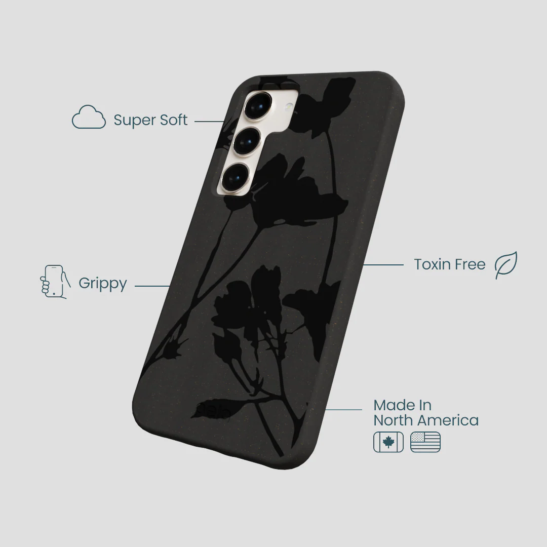 Black Shadow Petals Samsung Galaxy S23 Case - Image 4