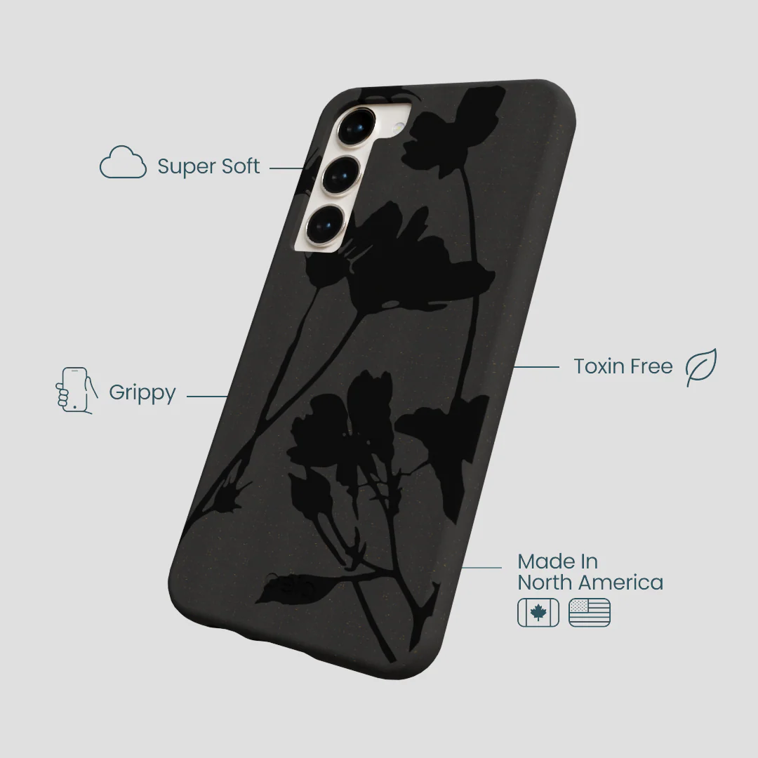 Black Shadow Petals Samsung Galaxy S23+(Plus) Case - Image 4
