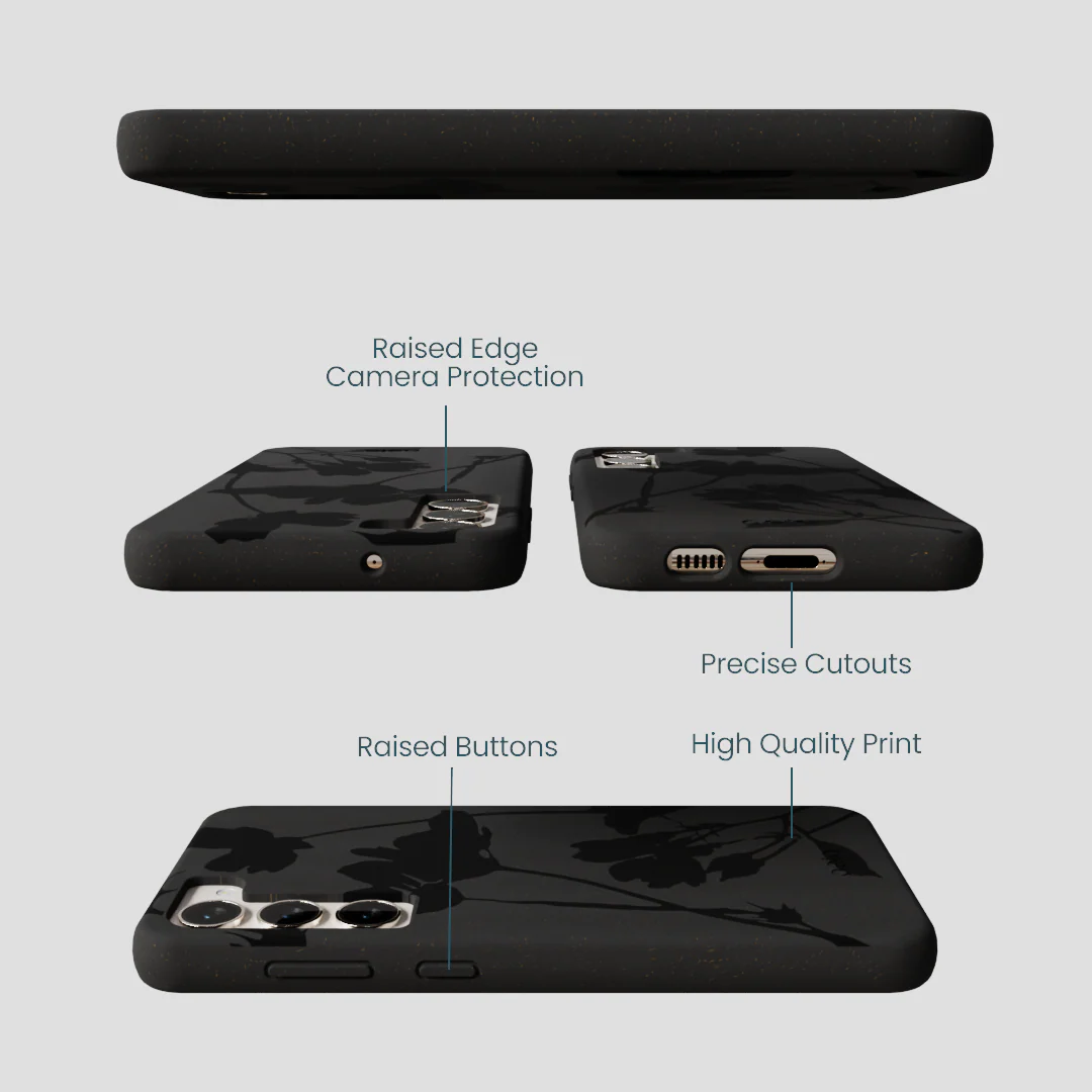 Black Shadow Petals Samsung Galaxy S24+(Plus) Case - Image 3