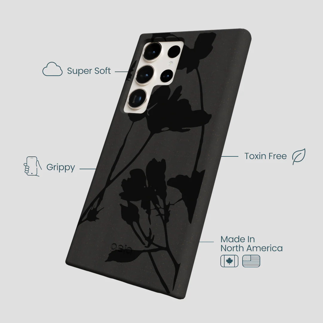 Black Shadow Petals Samsung Galaxy S24 Ultra Case - Image 4