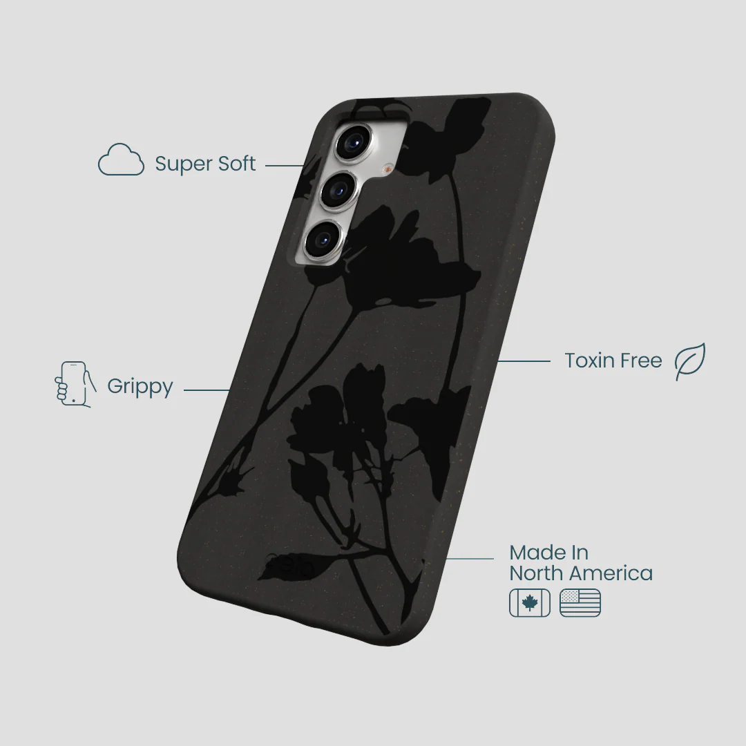 Black Shadow Petals Samsung Galaxy S25 Case - Image 4