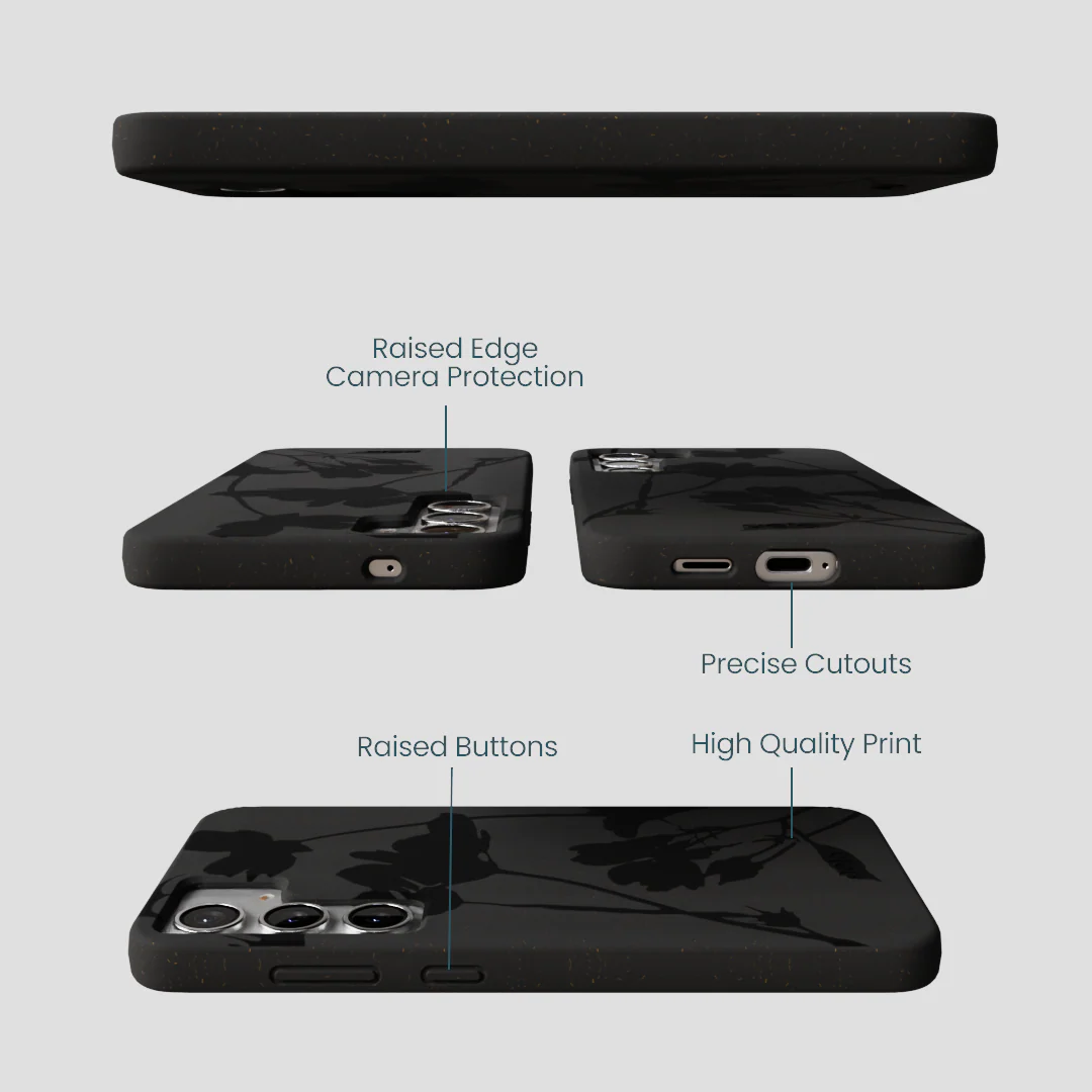 Black Shadow Petals Samsung Galaxy S25+(Plus) Case - Image 3