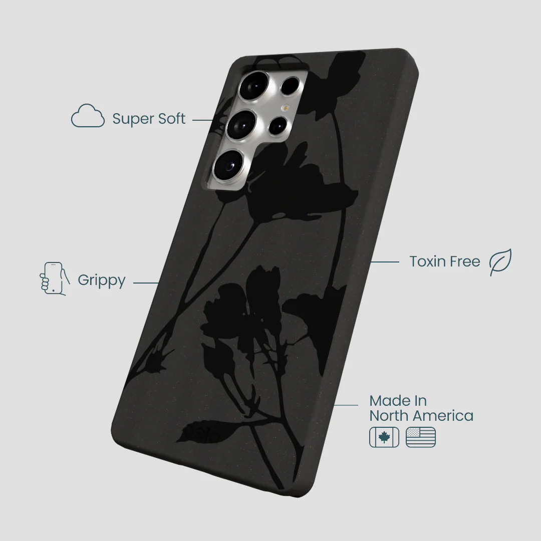 Black Shadow Petals Samsung Galaxy S25 Ultra Case - Image 4