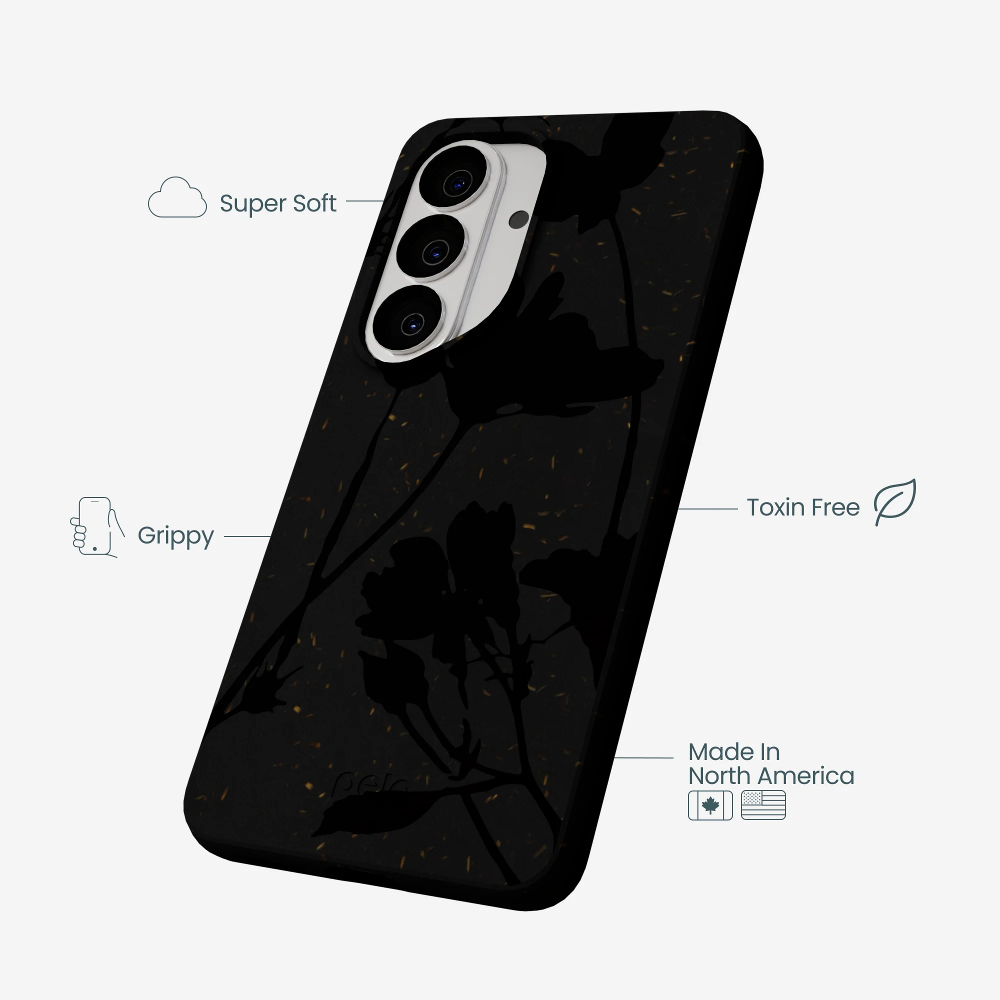 Black Shadow Petals Samsung Galaxy S26 Case - Image 4