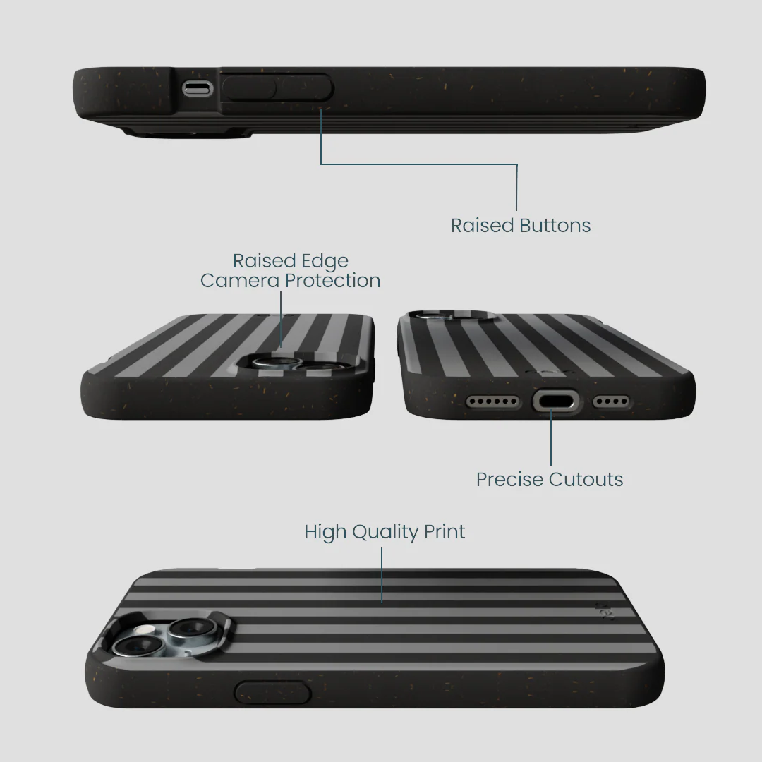 Black Shadow Stripes iPhone 14 Plus Case - Image 3