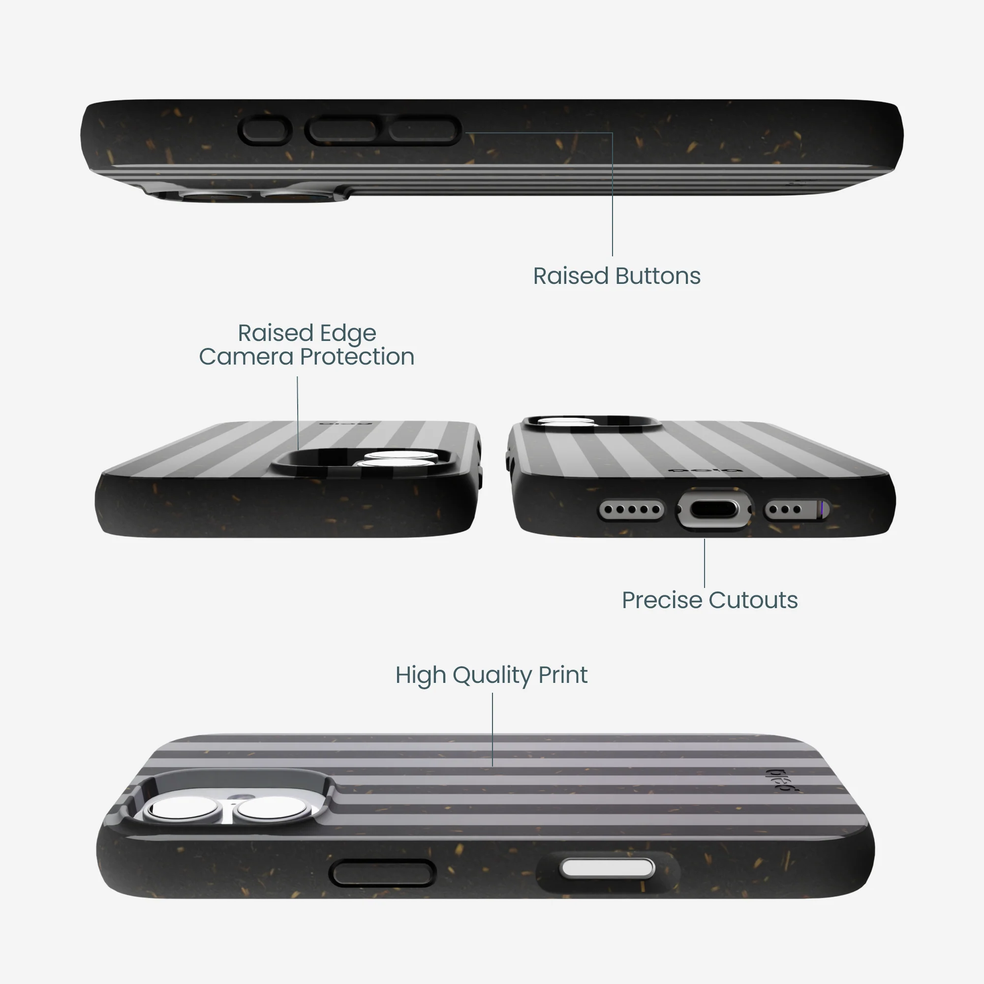 Black Shadow Stripes iPhone 17 Case - Image 3