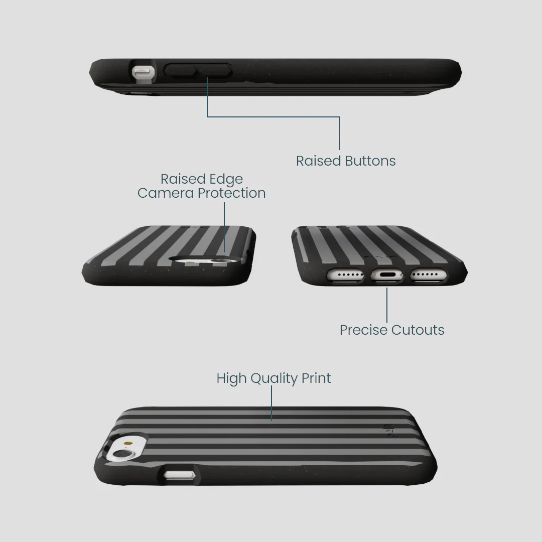 Black Shadow Stripes iPhone 6/6s/7/8/SE Case - Image 3