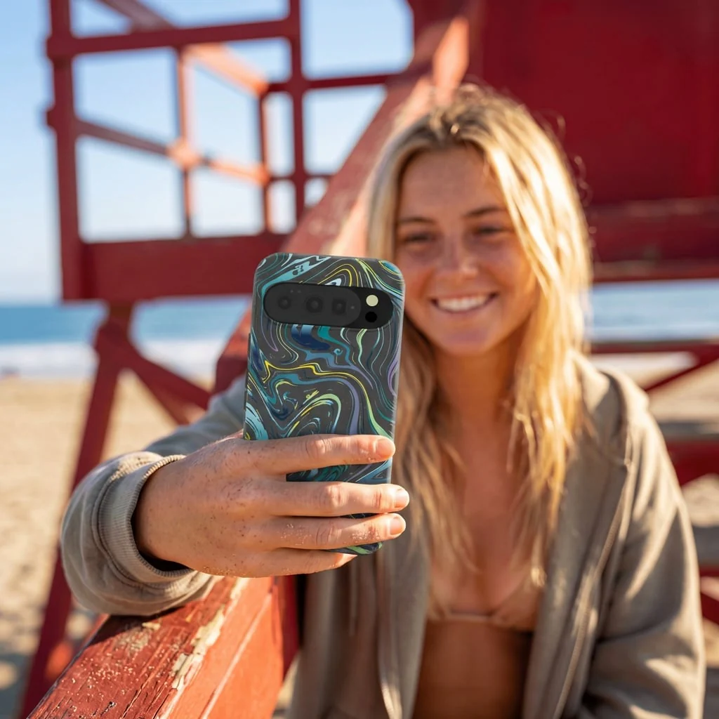 Black Space Waves Google Pixel 10/10 Pro Case - Image 2