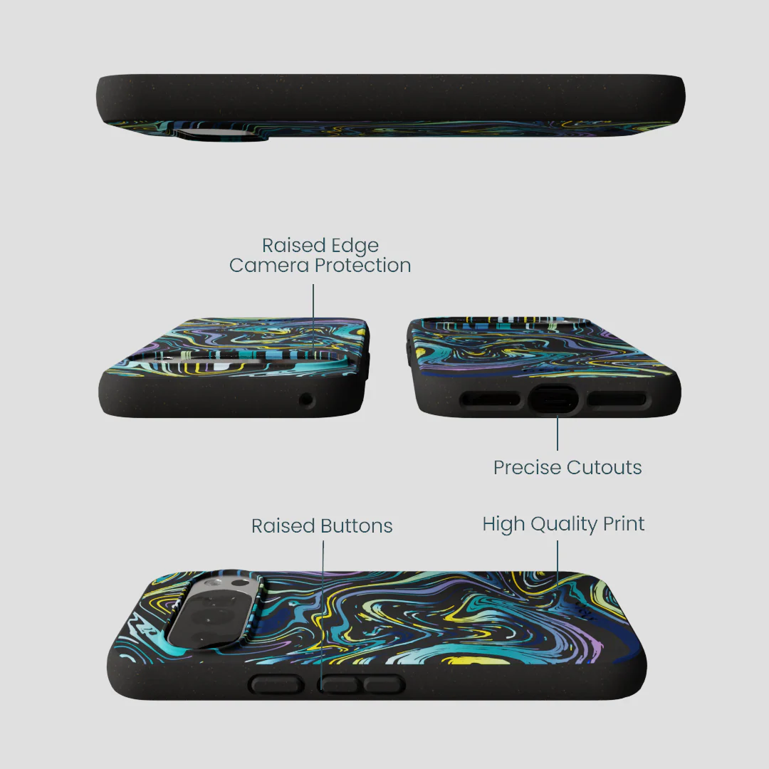 Black Space Waves Google Pixel 10/10 Pro Case - Image 3