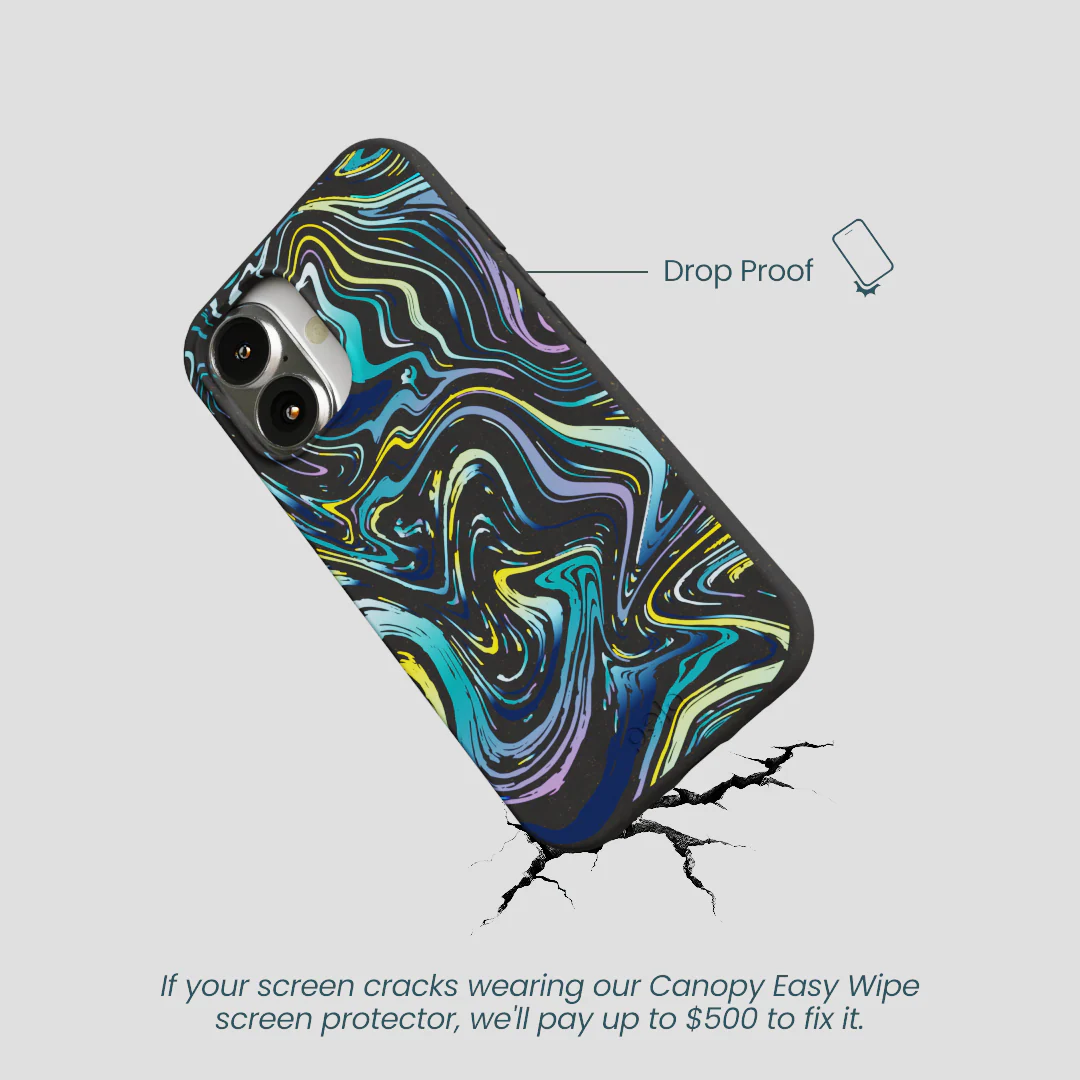 Black Space Waves iPhone 16 Case - Image 5