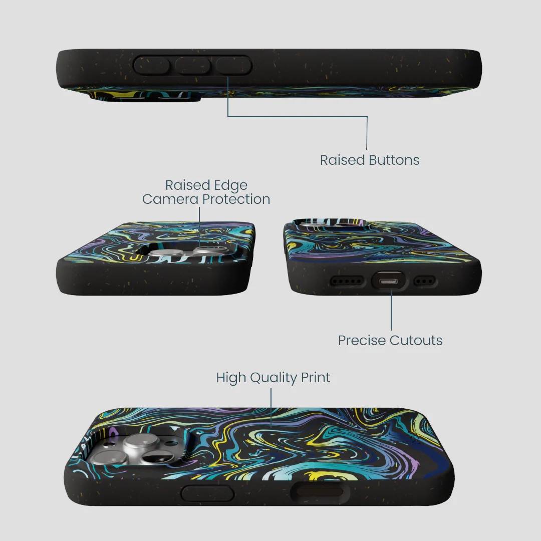 Black Space Waves iPhone 16 Pro Case - Image 3