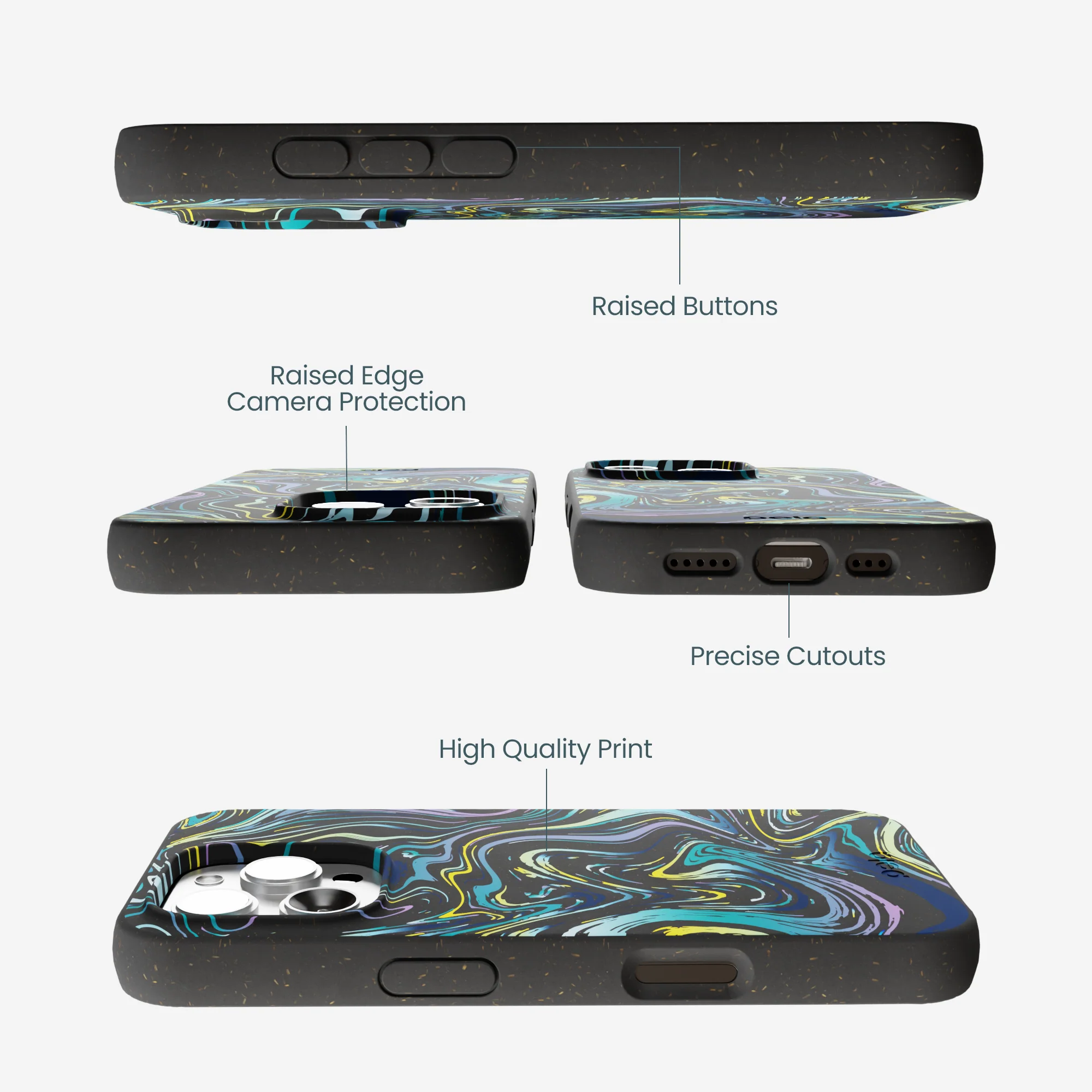 Black Space Waves iPhone 16 Pro Max Case - Image 3