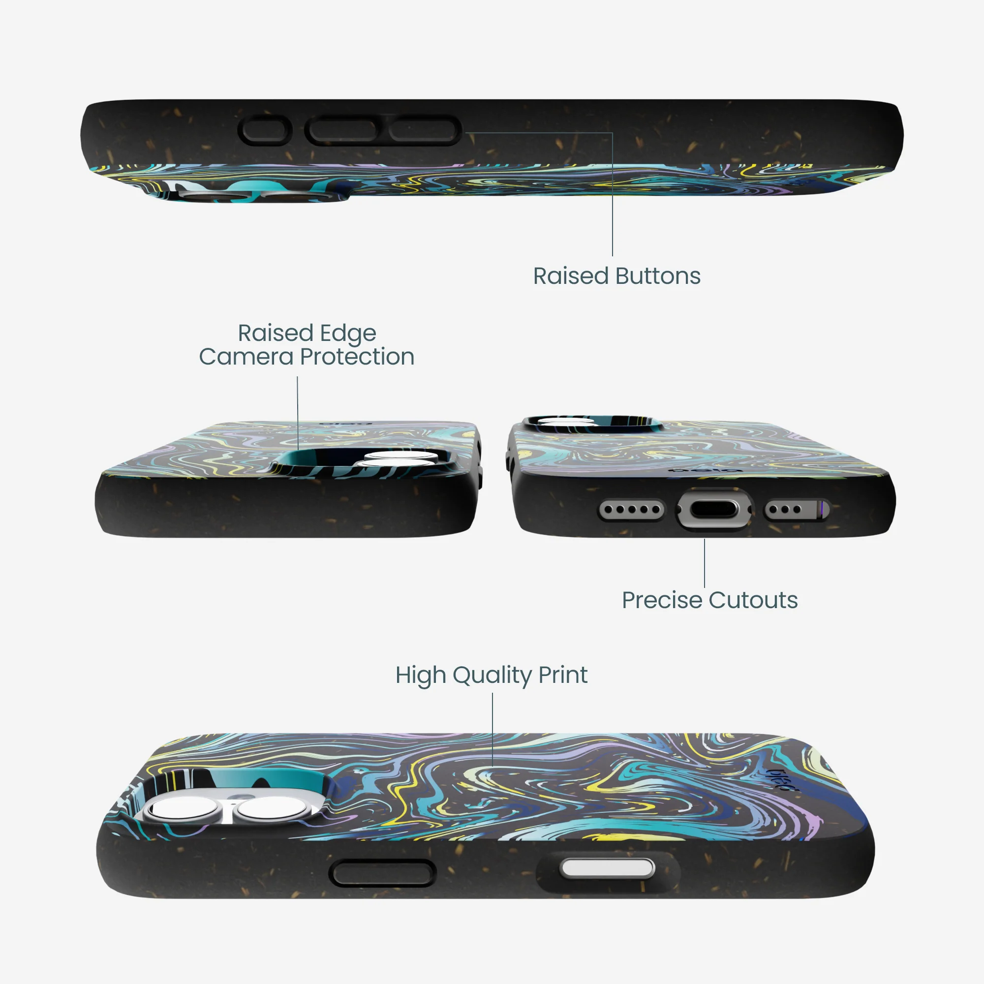 Black Space Waves iPhone 17 Case - Image 3