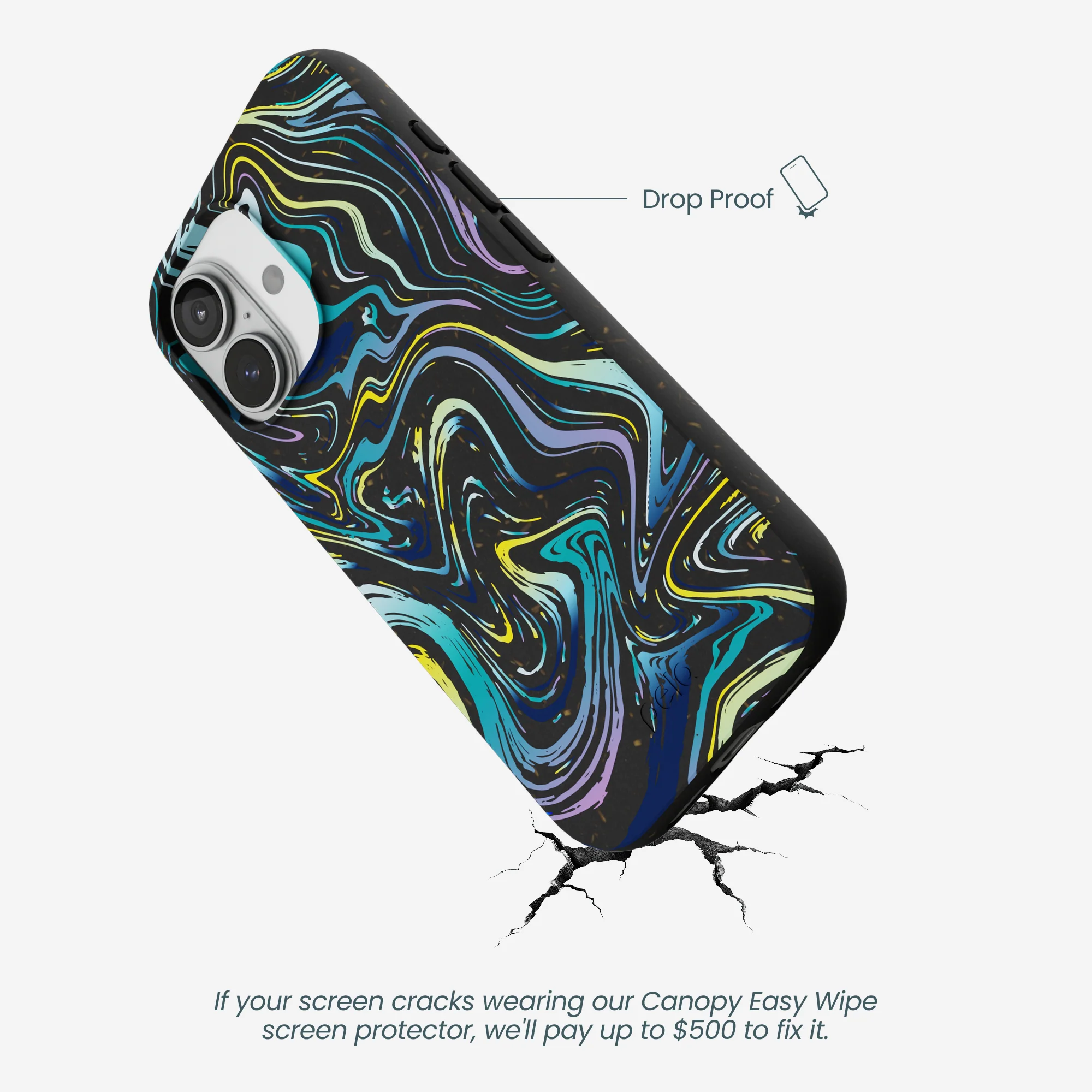 Black Space Waves iPhone 17 Case - Image 5