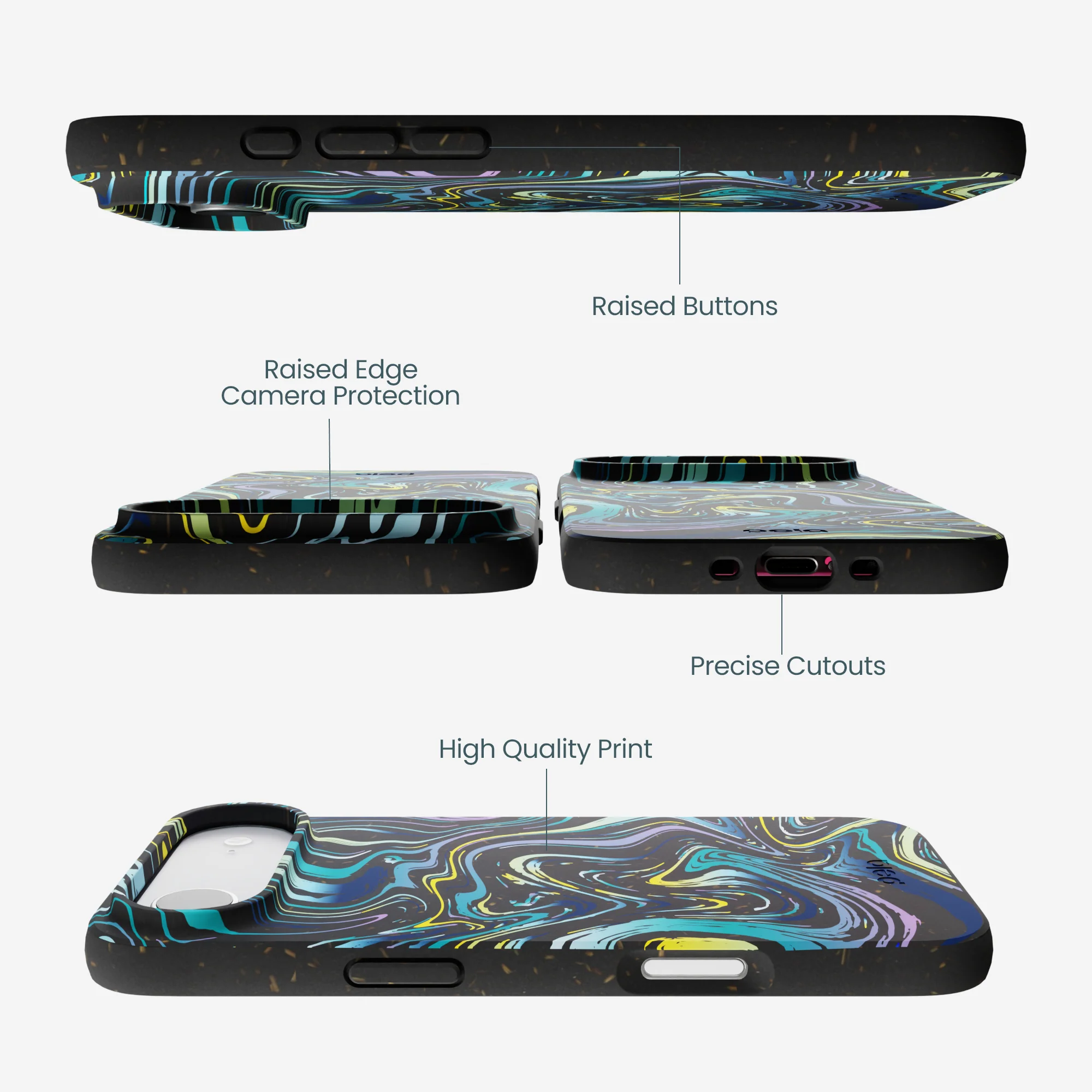 Black Space Waves iPhone Air Case - Image 3