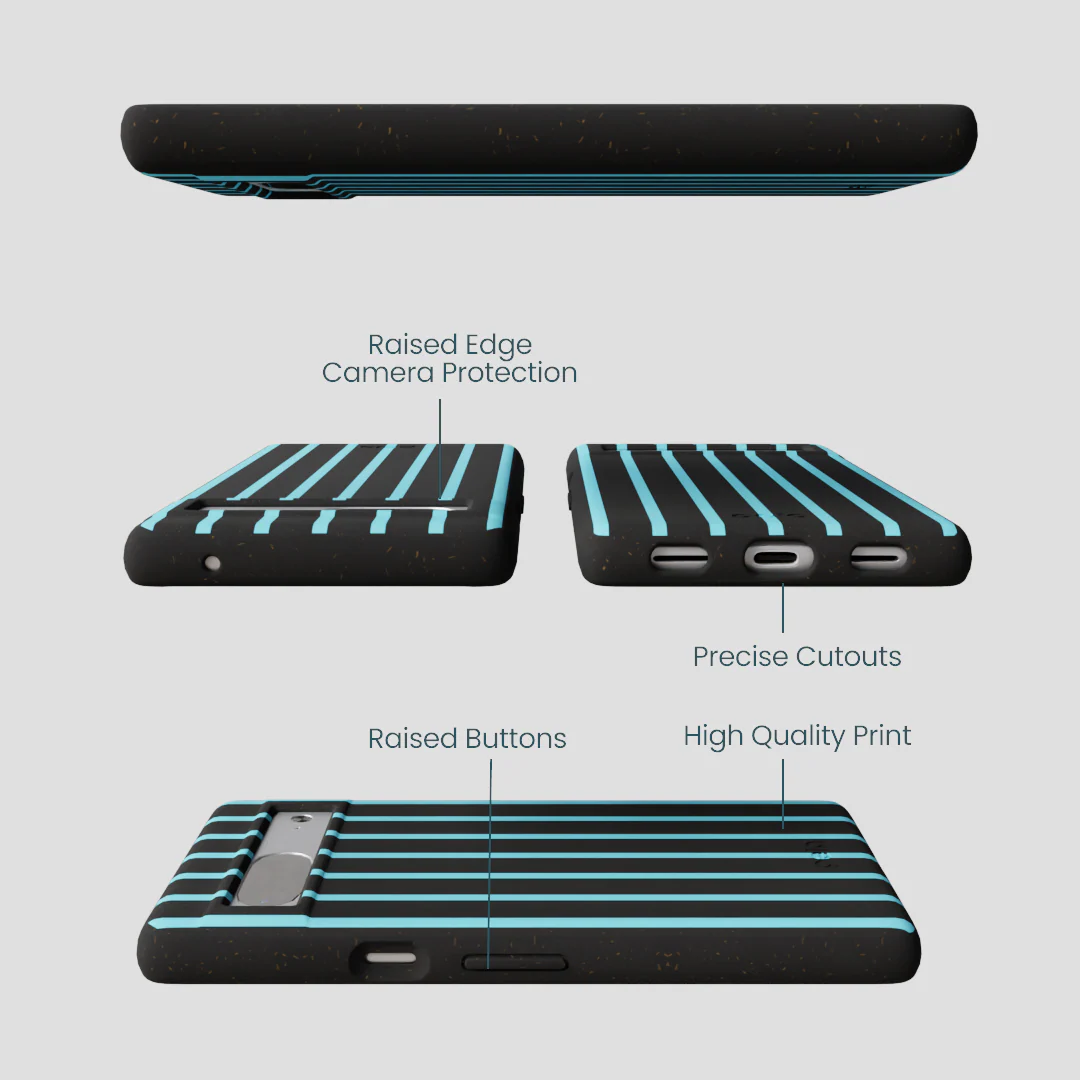 Black Tidal Light Stripes Google Pixel 7a Case - Image 2