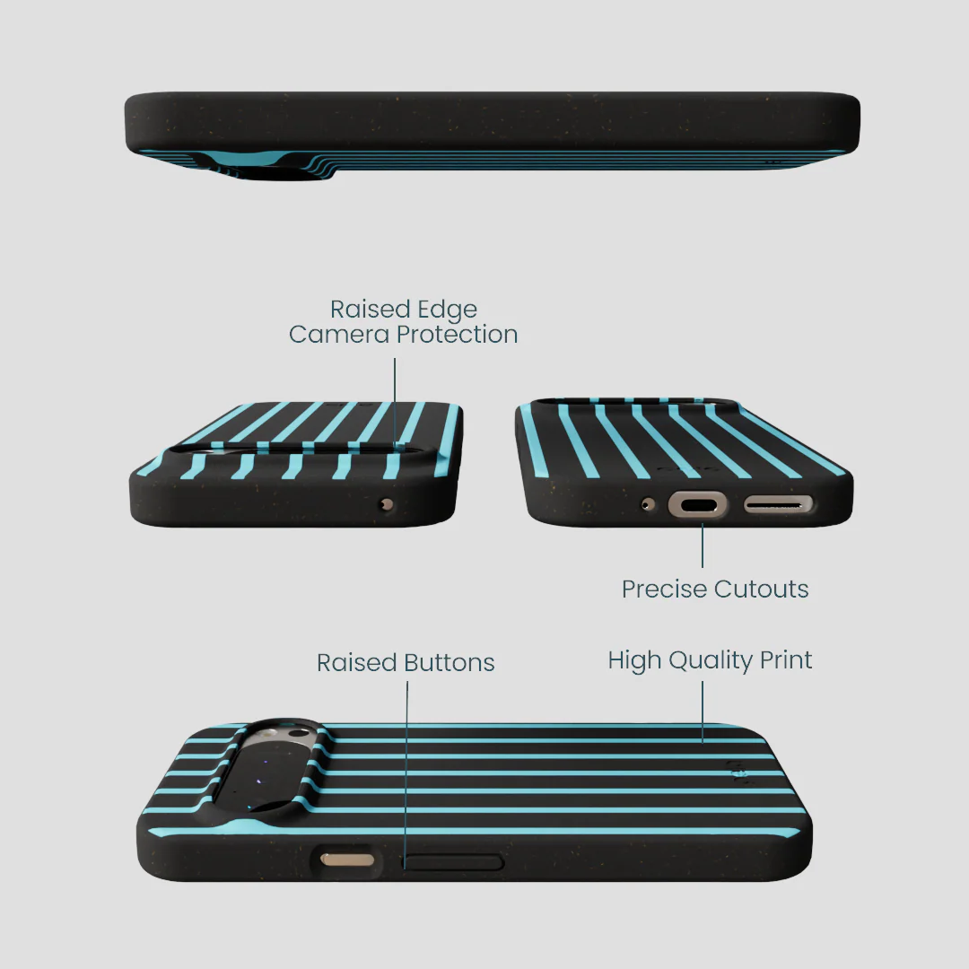Black Tidal Light Stripes Google Pixel 9/9 Pro Case - Image 2