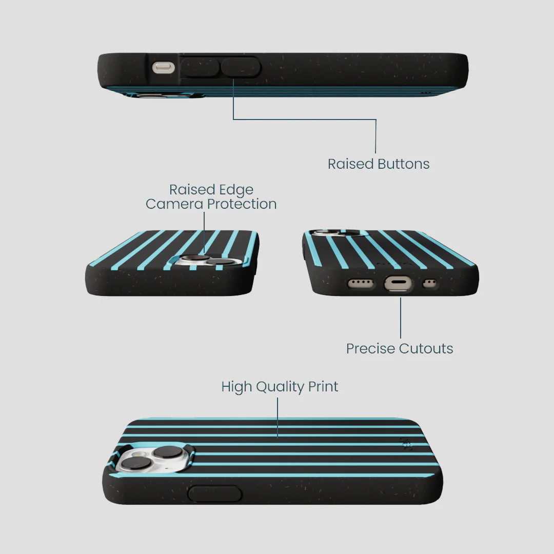 Black Tidal Light Stripes iPhone 13 Mini Case - Image 2