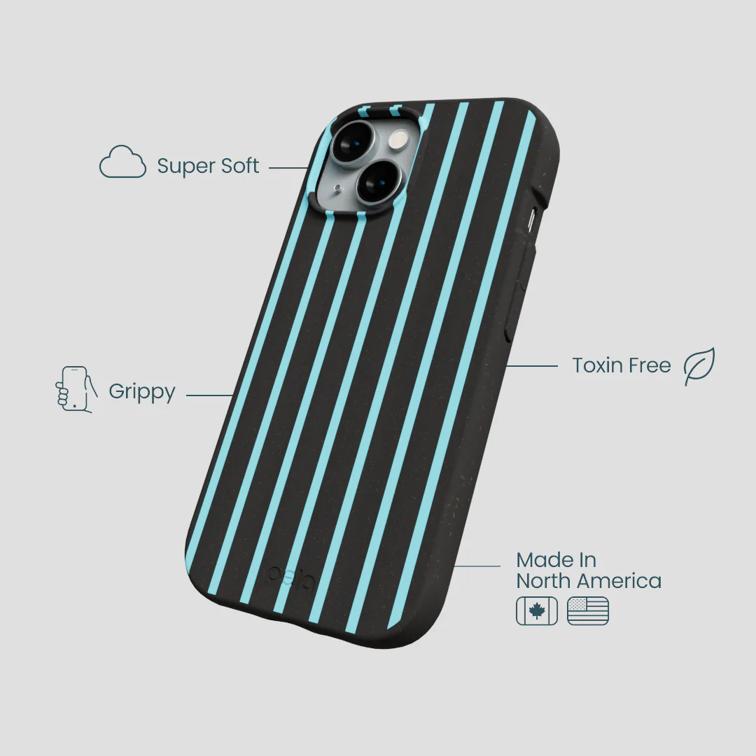 Black Tidal Light Stripes iPhone 15 Case - Image 3