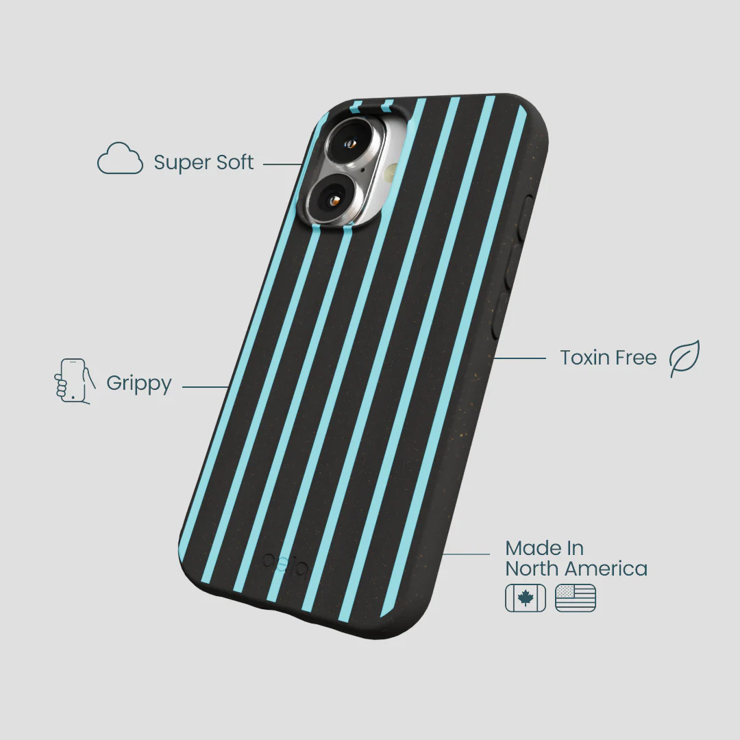 Black Tidal Light Stripes iPhone 16 Case - Image 3