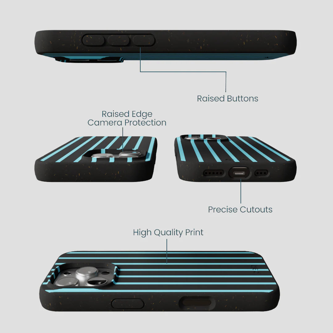 Black Tidal Light Stripes iPhone 16 Pro Case - Image 2