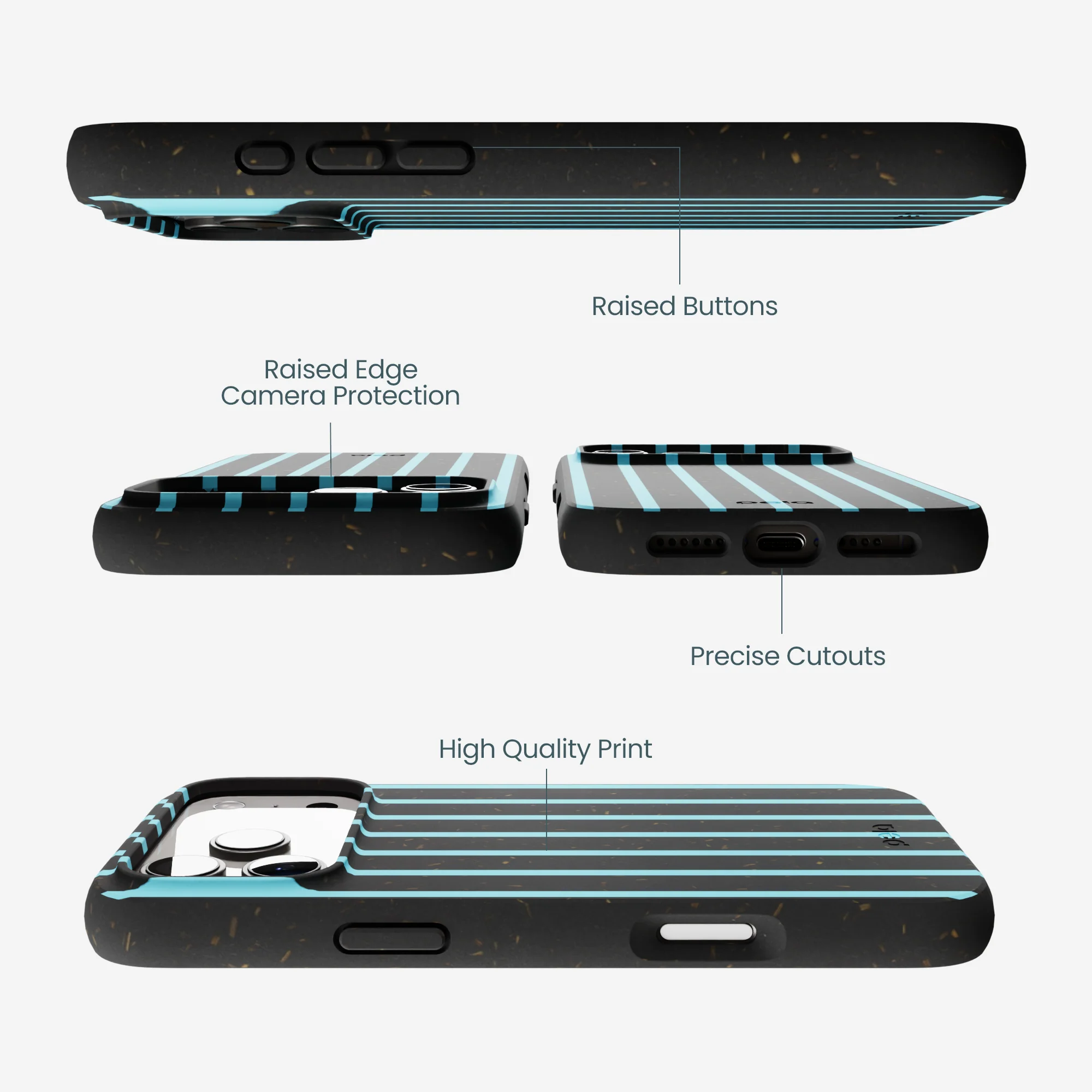 Black Tidal Light Stripes iPhone 17 Pro Max Case - Image 2