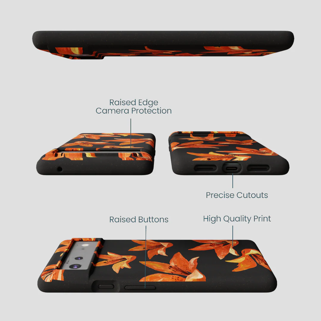Black Tiger Lily Google Pixel 6a Case - Image 3