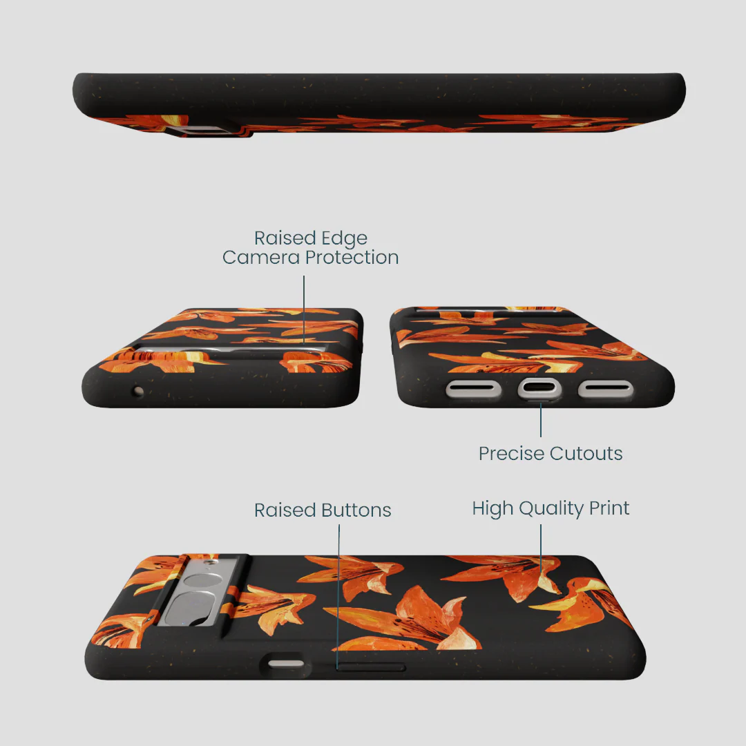 Black Tiger Lily Google Pixel 7 Pro Case - Image 3