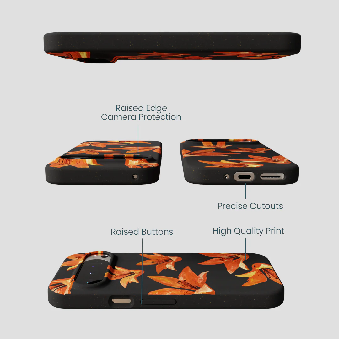 Black Tiger Lily Google Pixel 9/9 Pro Case - Image 3