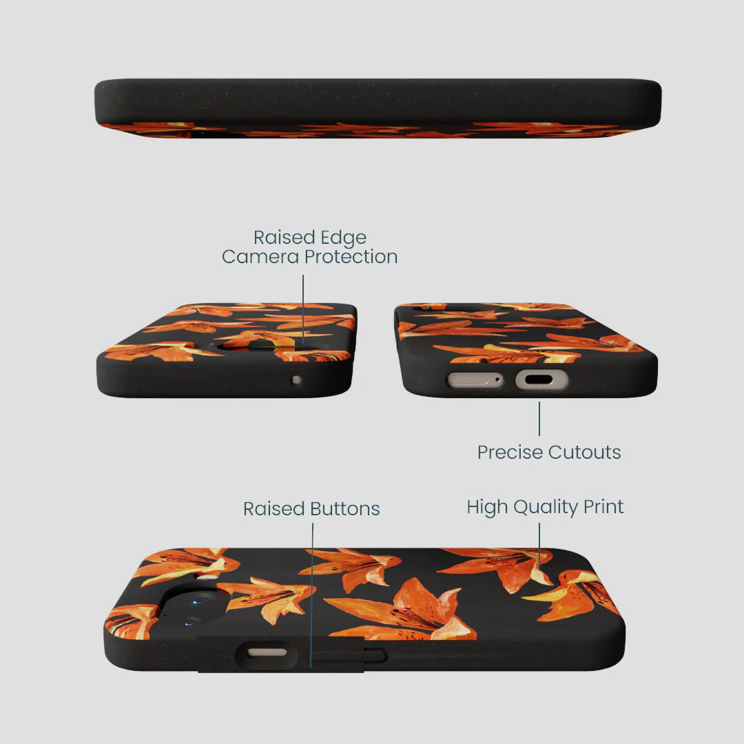 Black Tiger Lily Google Pixel 9a Case - Image 3