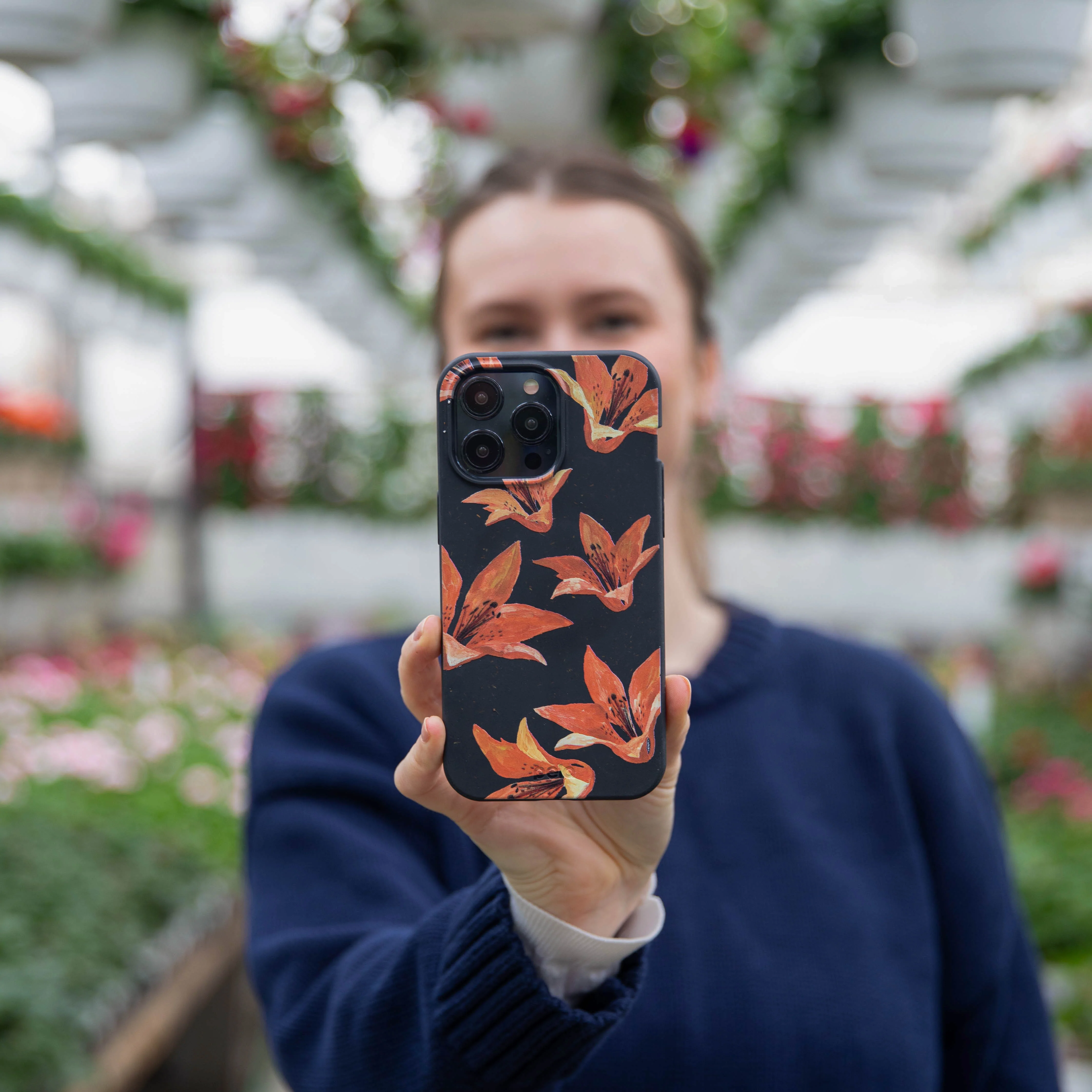Black Tiger Lily iPhone 12/ iPhone 12 Pro Case - Image 2