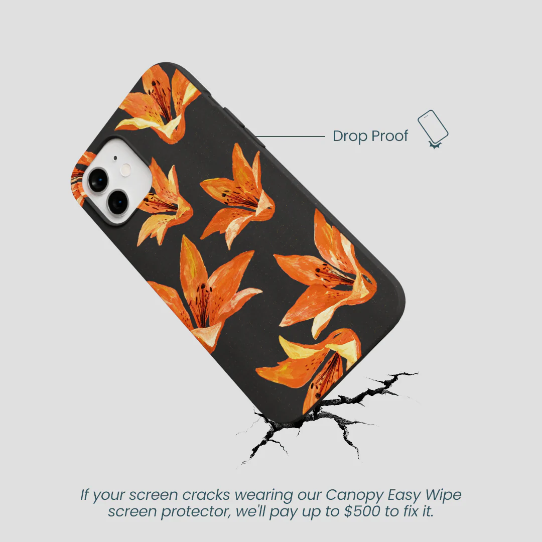 Black Tiger Lily iPhone 12/ iPhone 12 Pro Case - Image 5