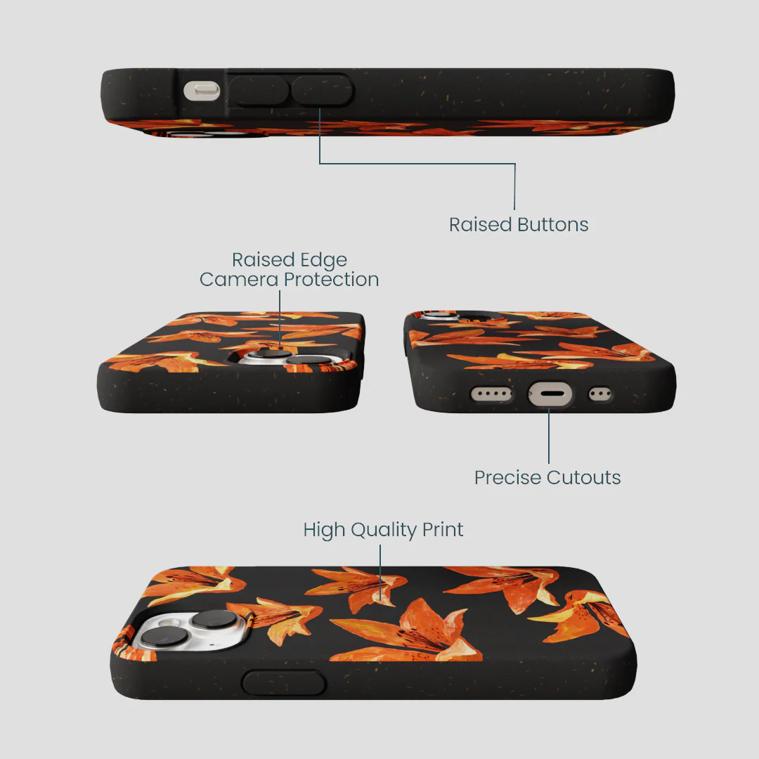 Black Tiger Lily iPhone 13 Case - Image 3