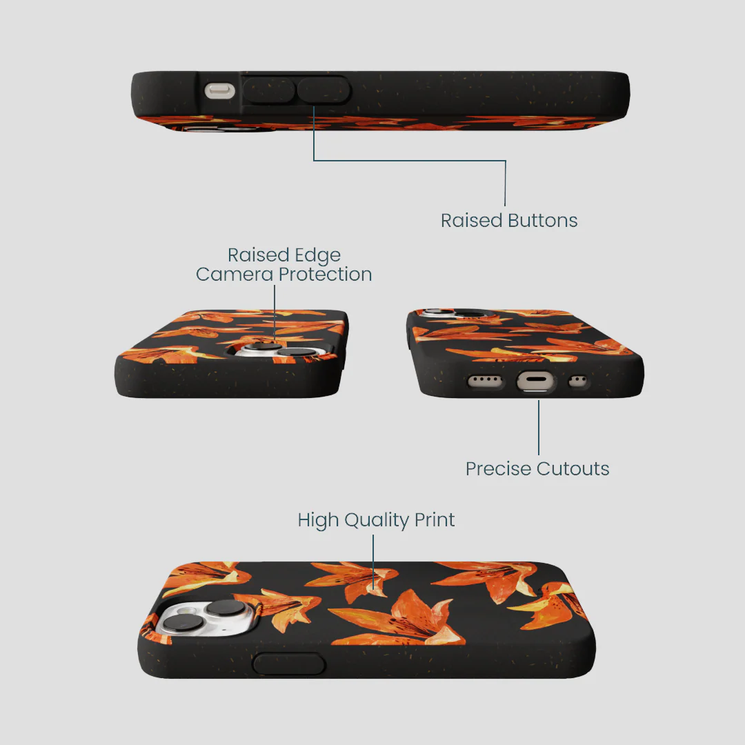 Black Tiger Lily iPhone 13 Mini Case - Image 3