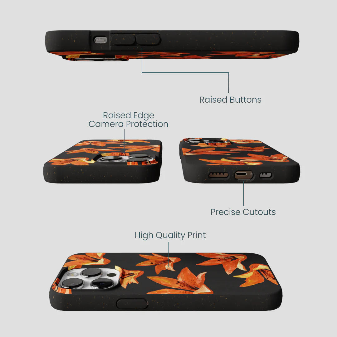 Black Tiger Lily iPhone 13 Pro Case - Image 3