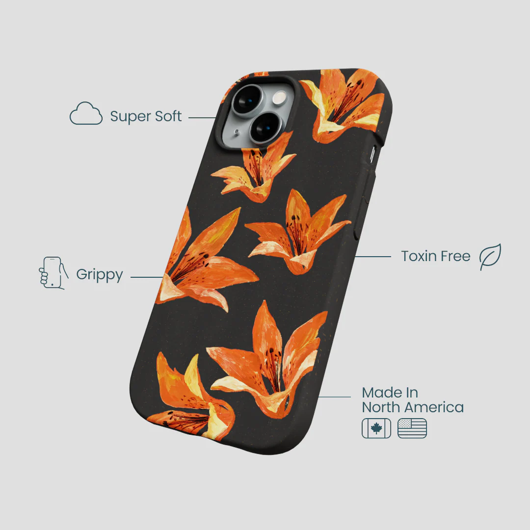 Black Tiger Lily iPhone 14 Case - Image 4