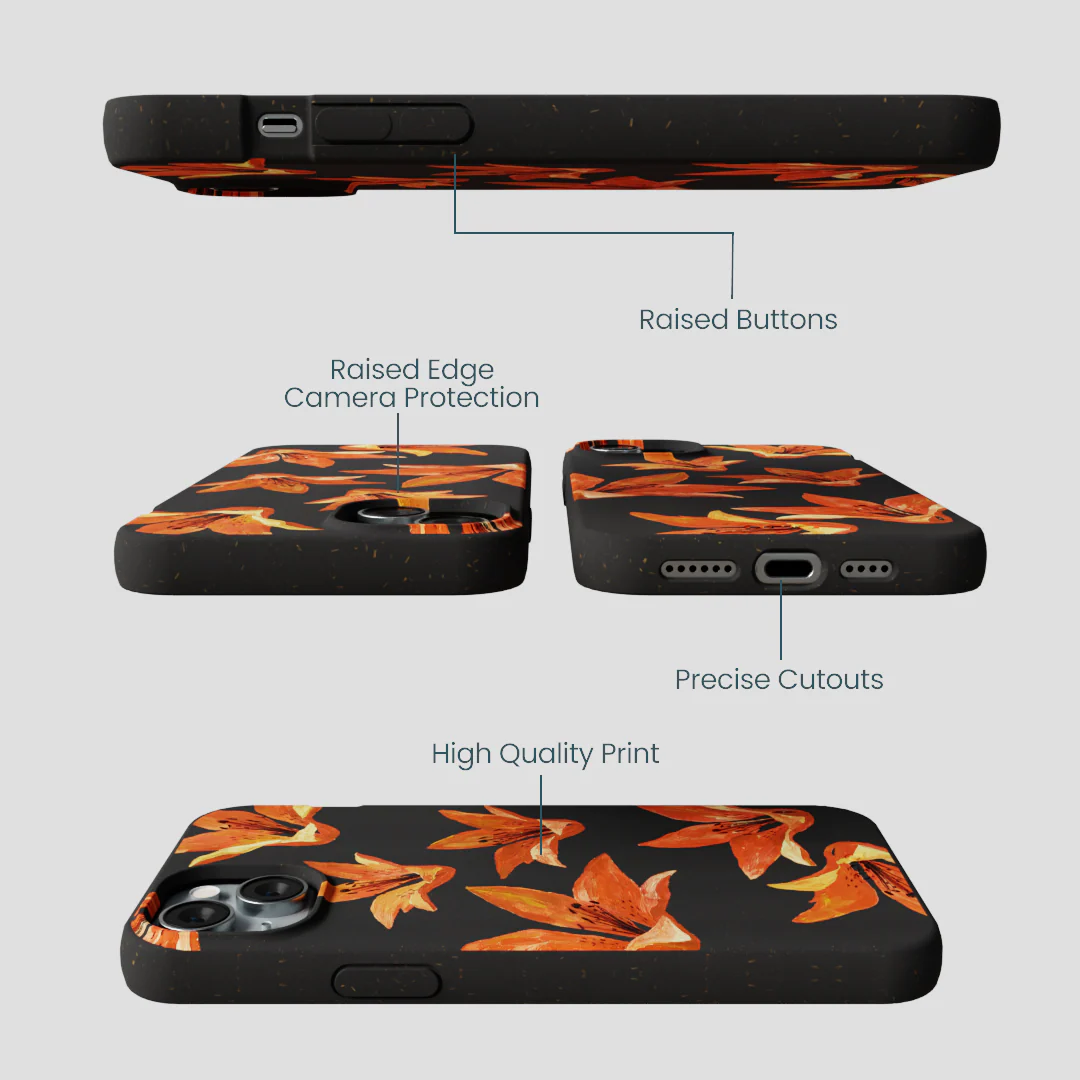 Black Tiger Lily iPhone 14 Plus Case - Image 3